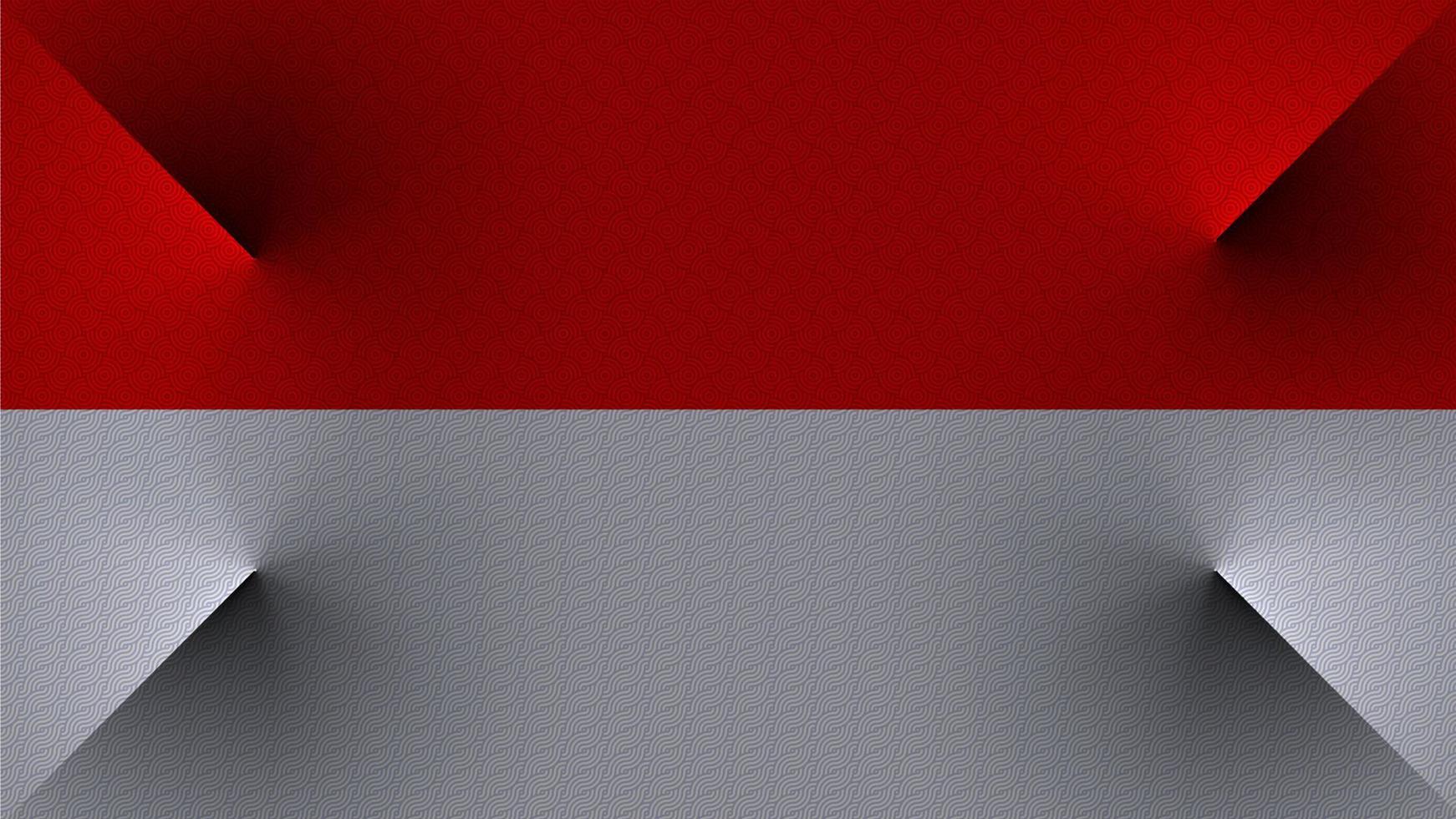 Vector de imagen de la bandera nacional de Indonesia de rayas emergentes con focos. Fondo de lienzo rojo y blanco.