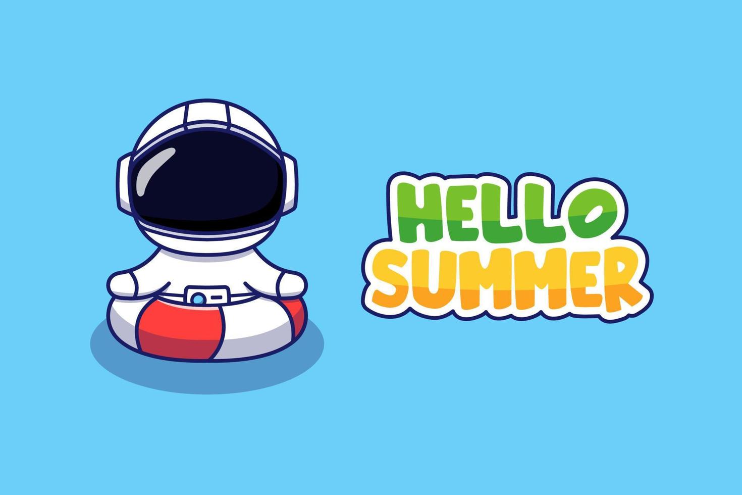 astronauta con banner de hola verano vector