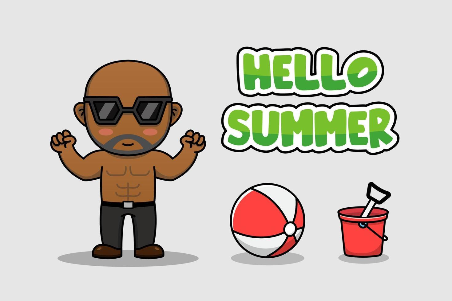 Black guy with hello summer banner vector