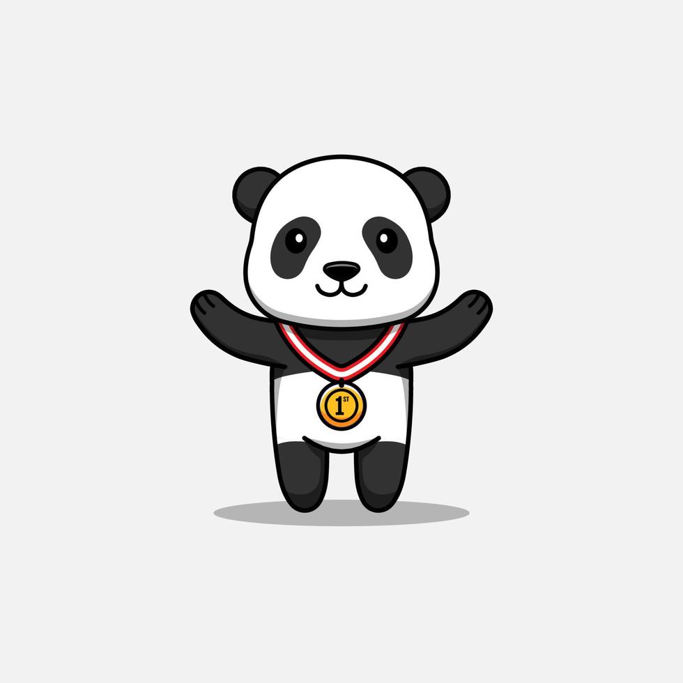 Cute panda wins a contest vector