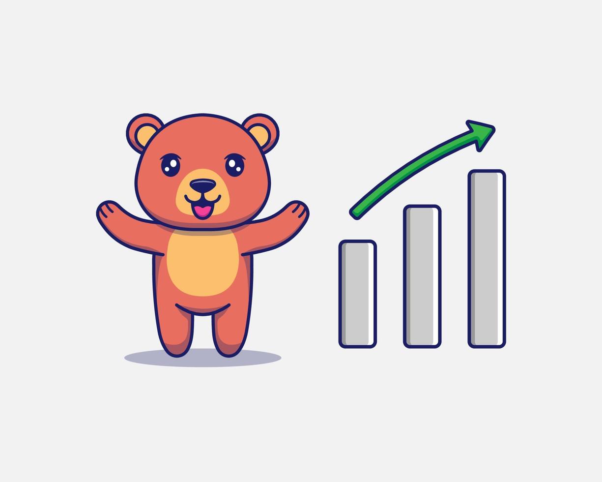 Cute bear with graph up sign vector