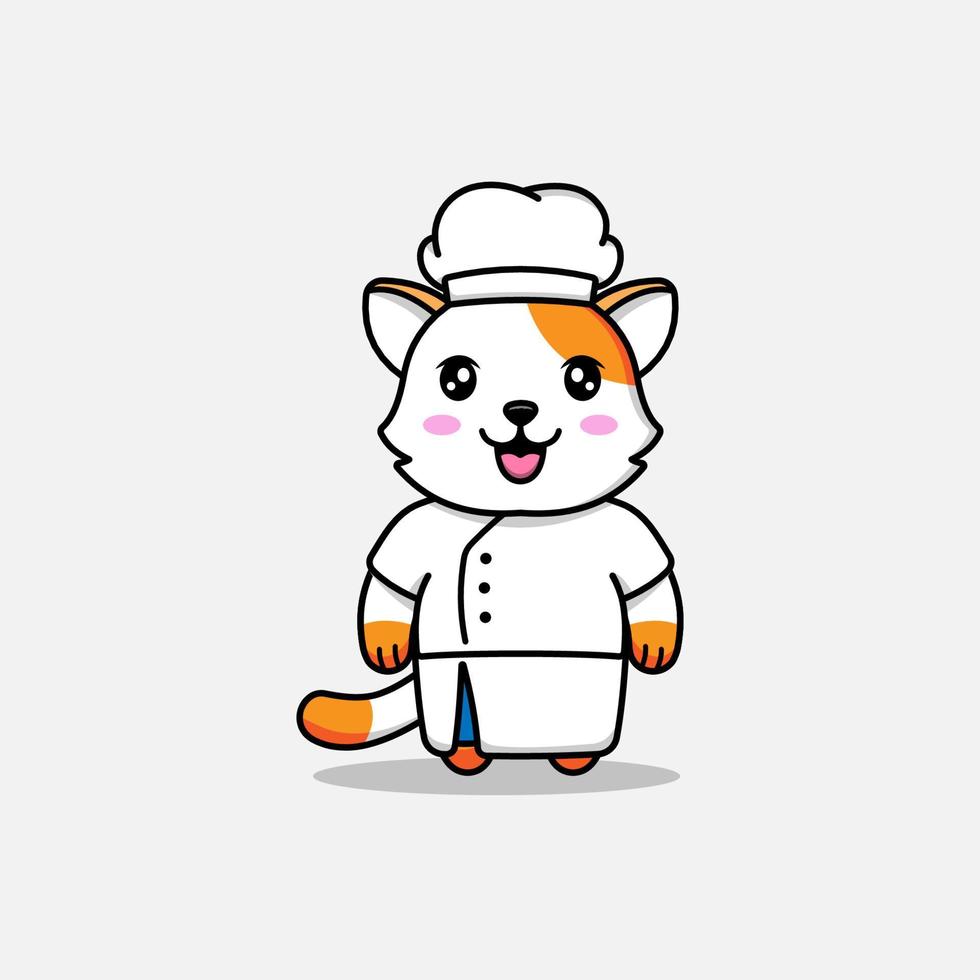 Cute cat wearing chef uniform vector