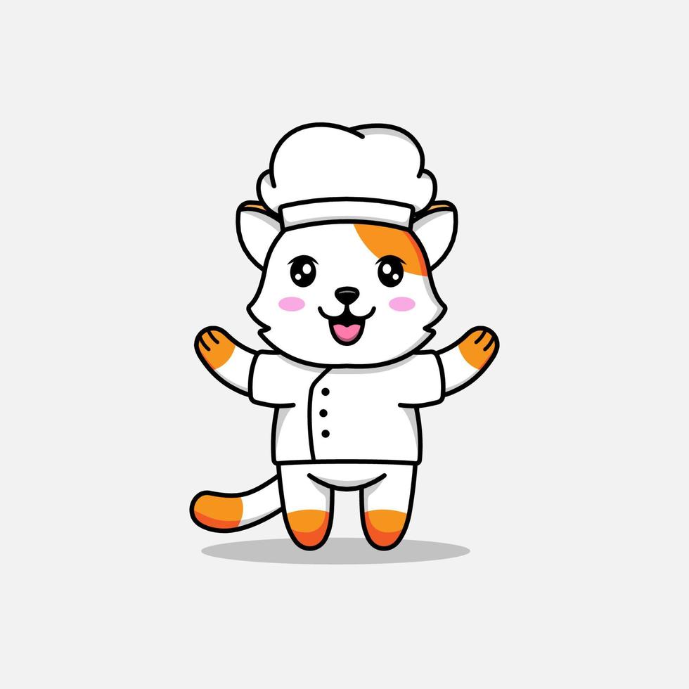 Cute cat wearing chef uniform vector