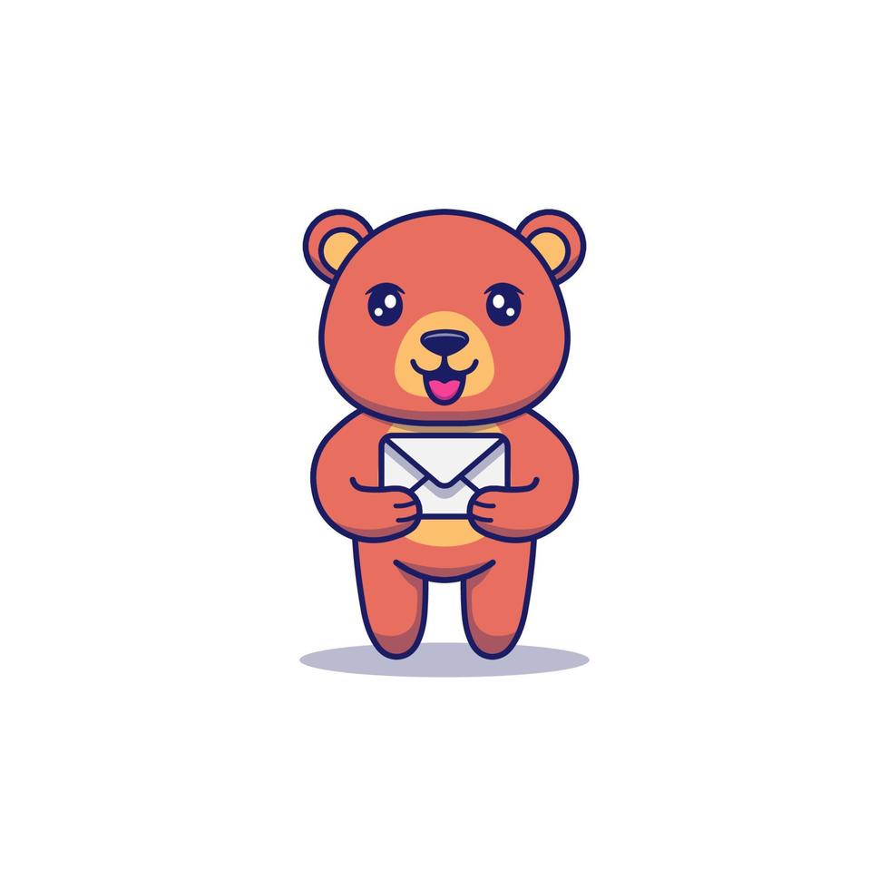lindo oso con una carta vector