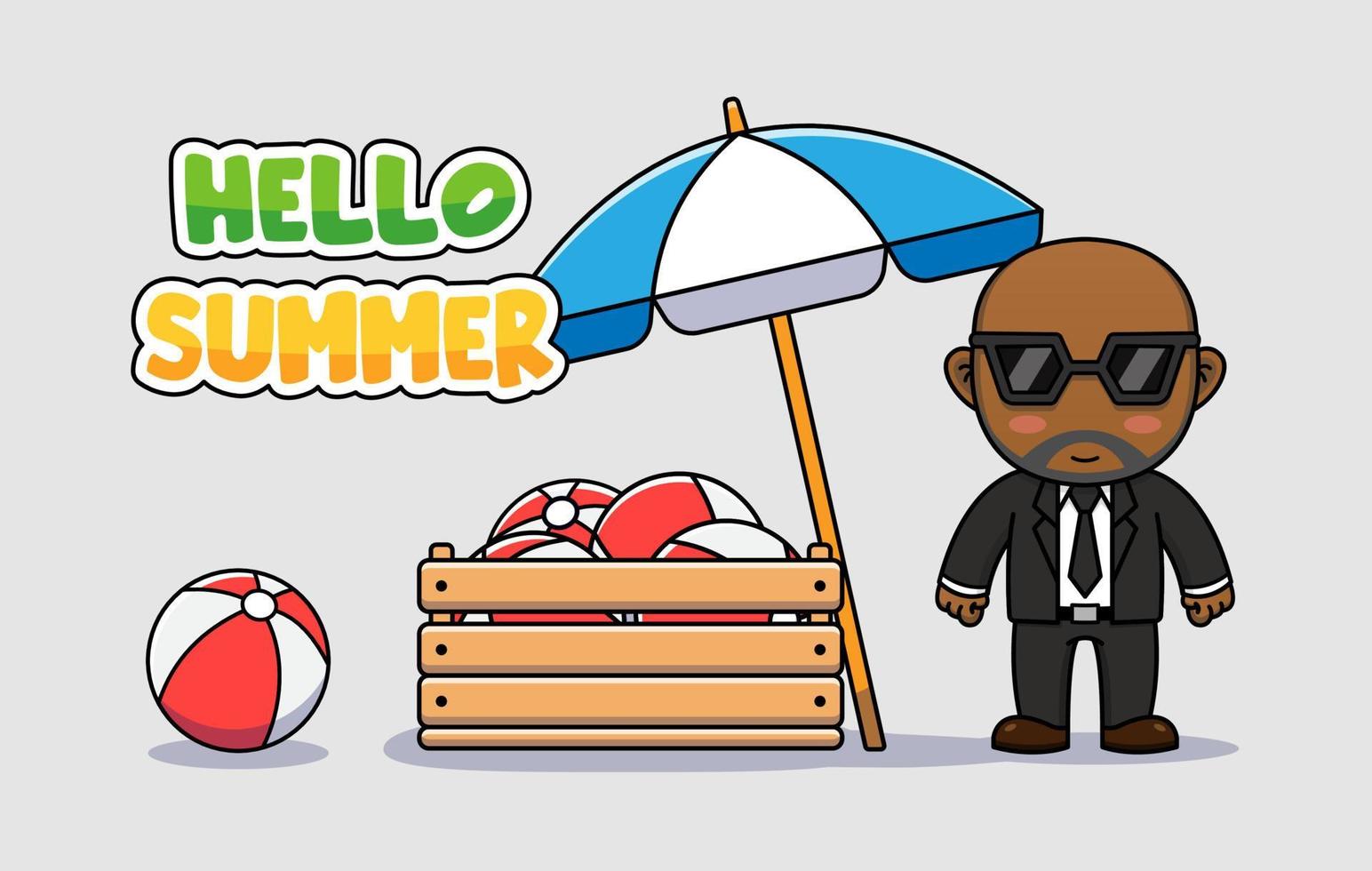Cool guy with hello summer greeting banner vector