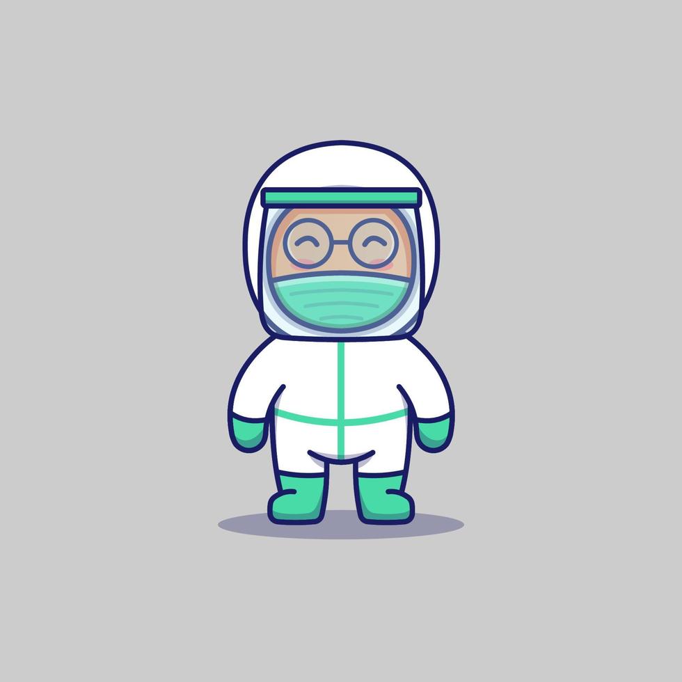 Cute doctor wearing protective suit vector