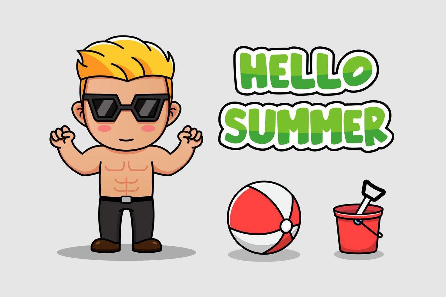 Cute guy with hello summer banner vector