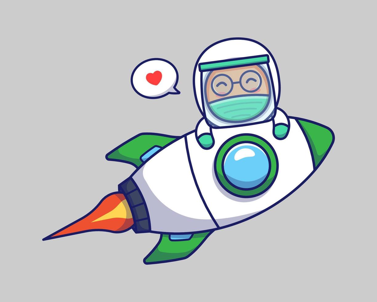 Cute doctor with rocket vector