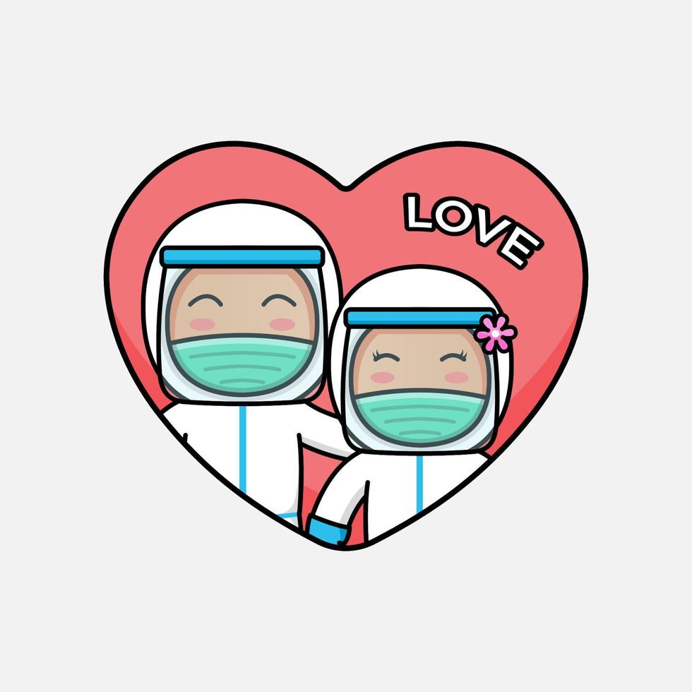 Cute doctor couple in love vector