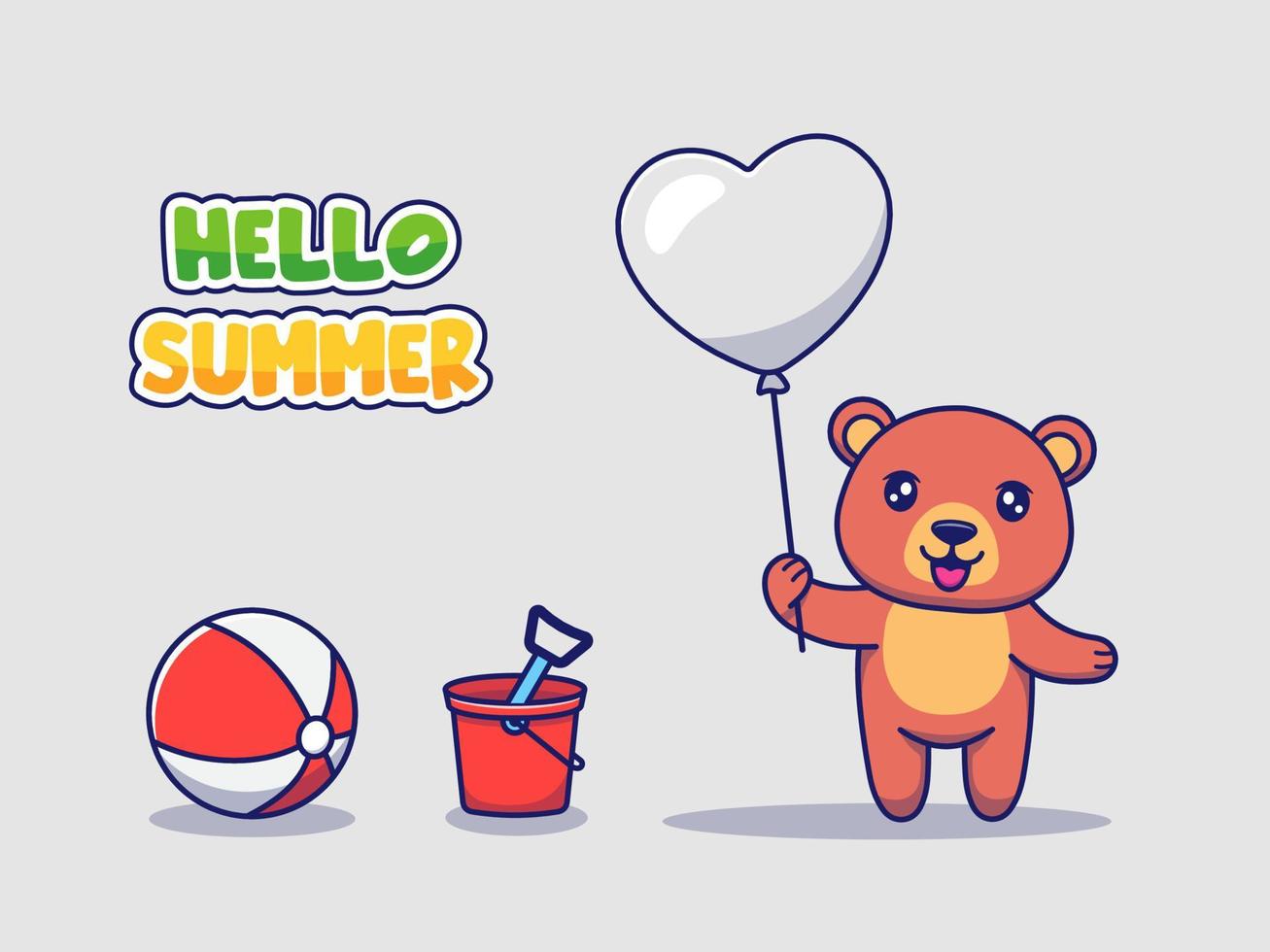 Cute bear with hello summer greeting banner vector