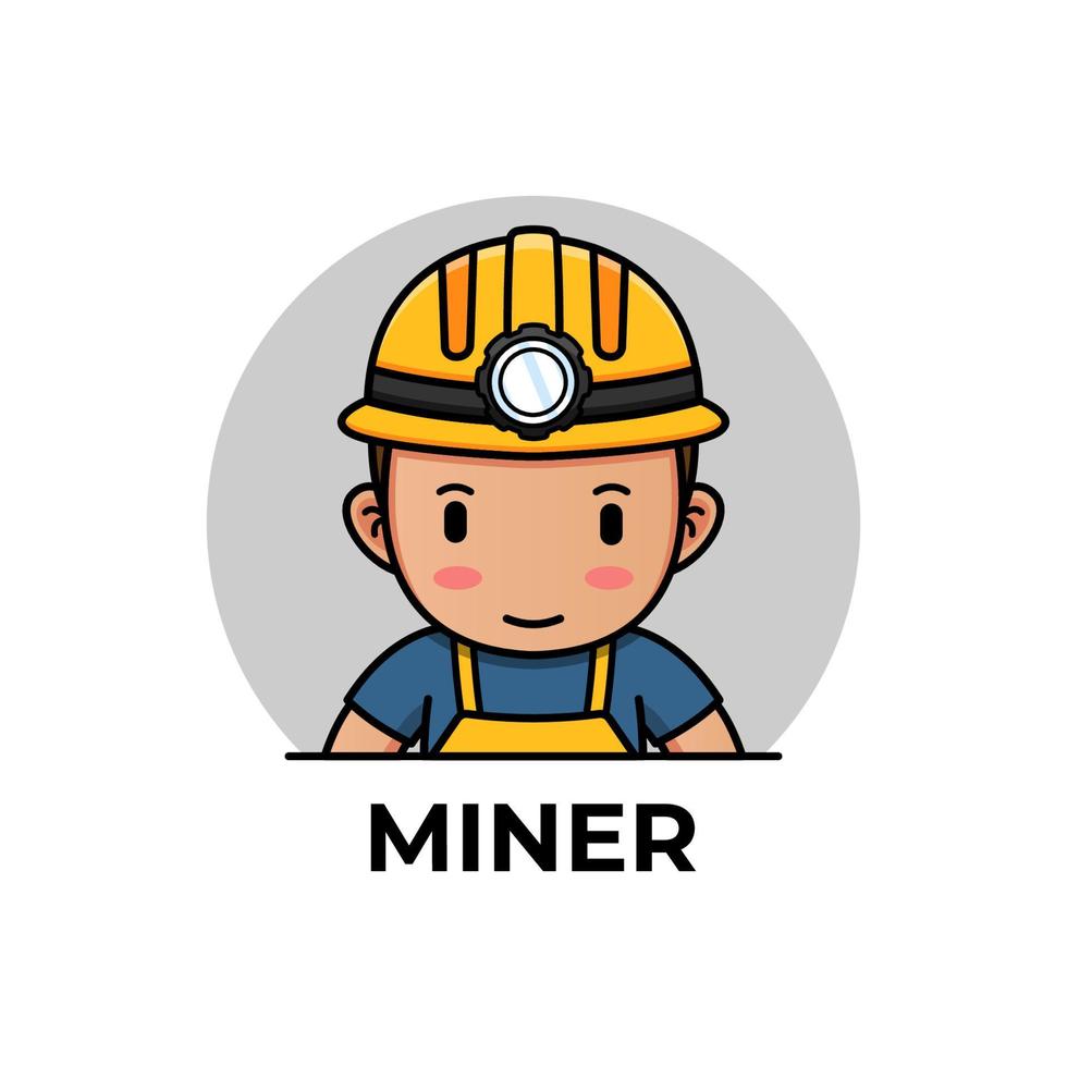 Cute miner logo vector