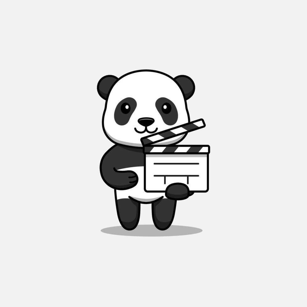 Cute panda carrying a clapperboard vector