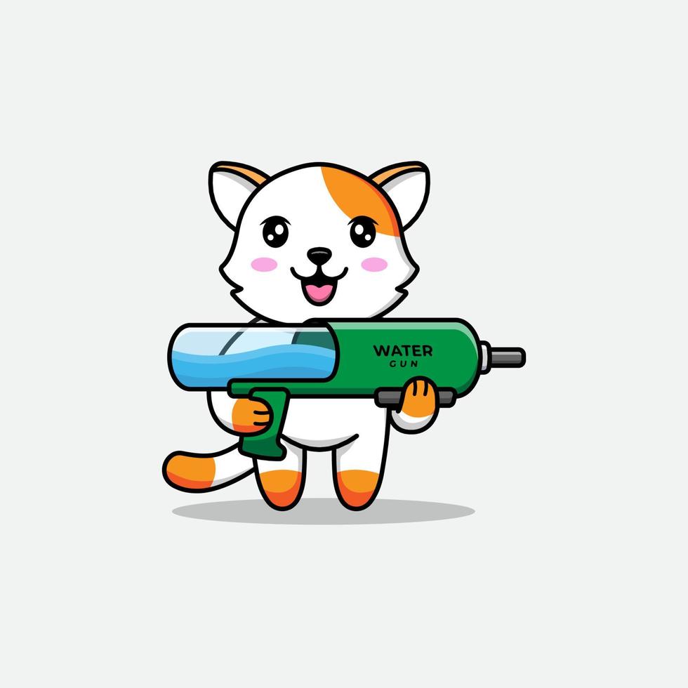 Cute cat carrying a gun vector