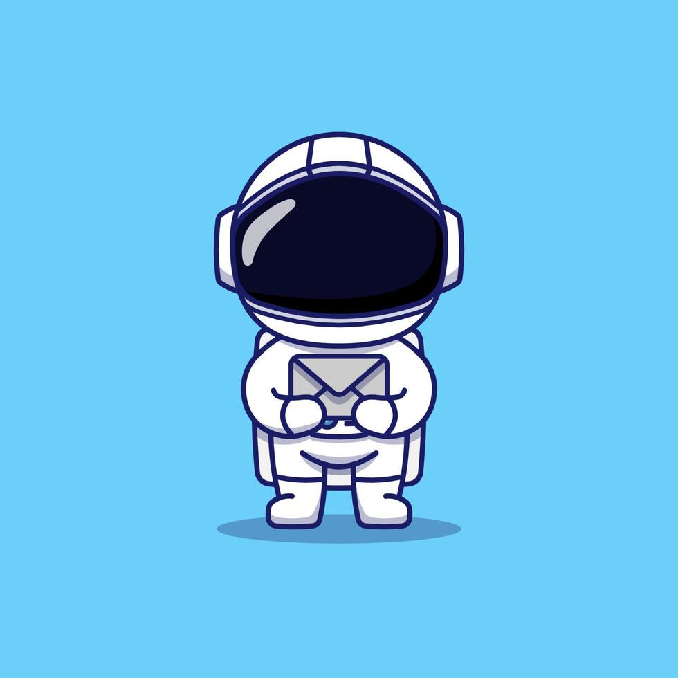 Cute astronaut carrying gray letter vector