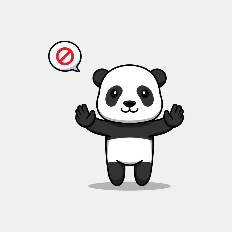 lindo panda con pose de mano prohibida vector