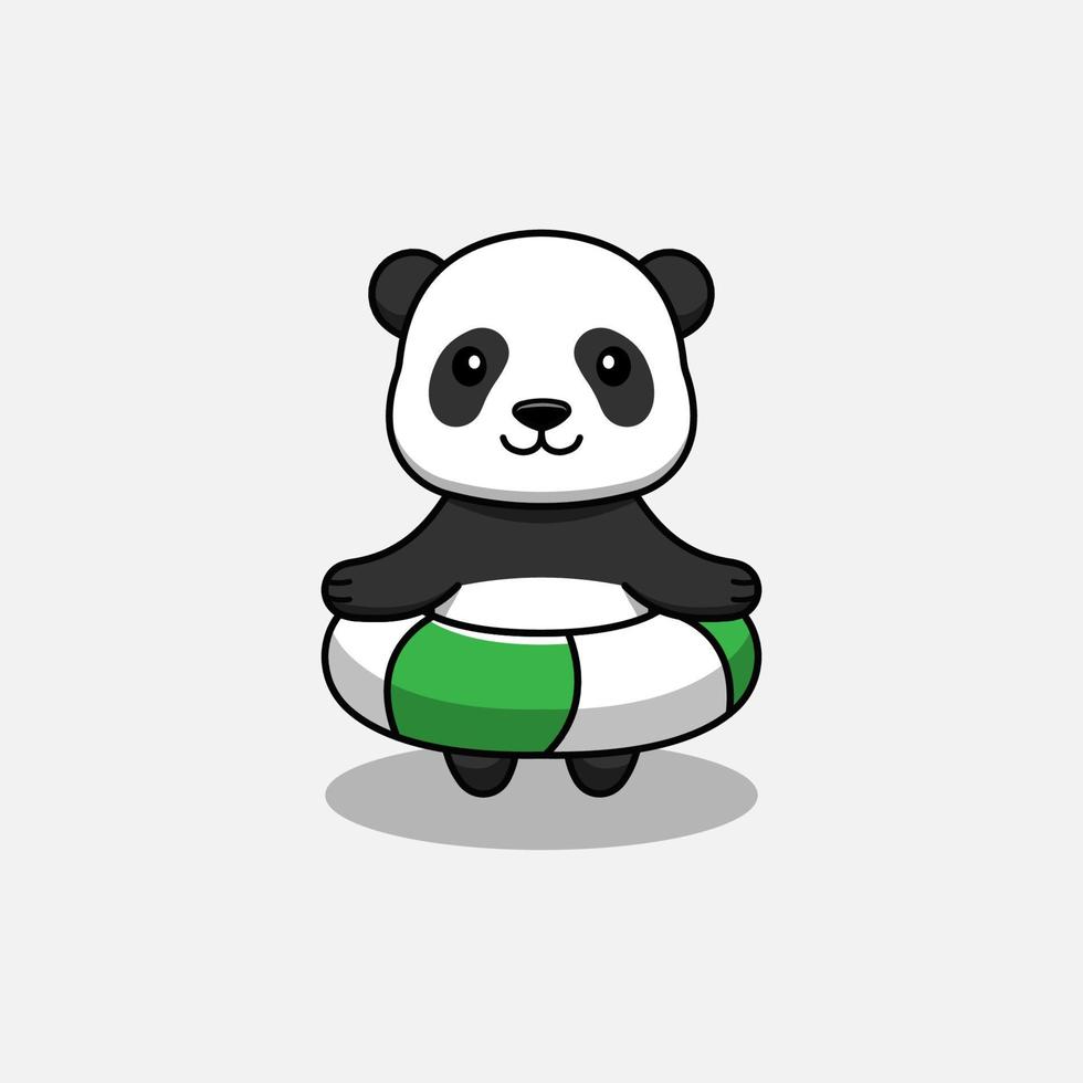 Cute panda swimming with a buoy vector