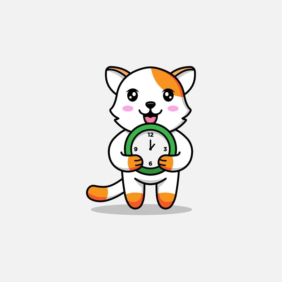 lindo gato llevando un reloj vector