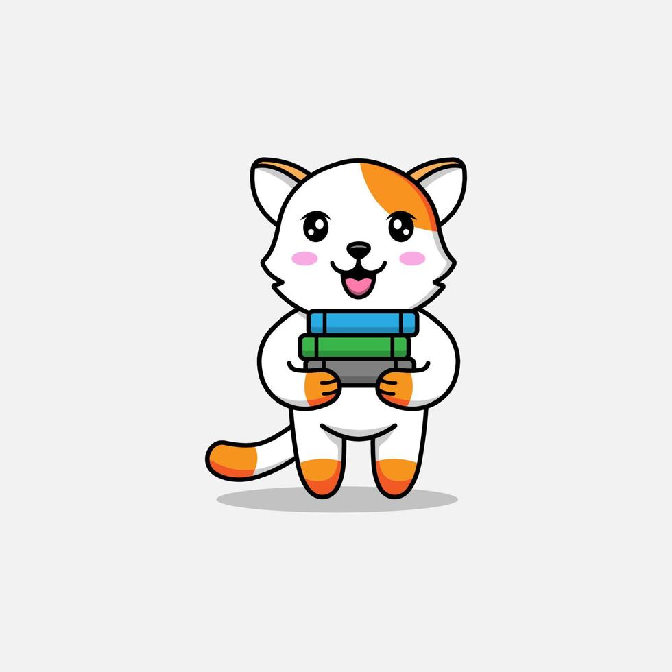 Cute cat carrying some books vector
