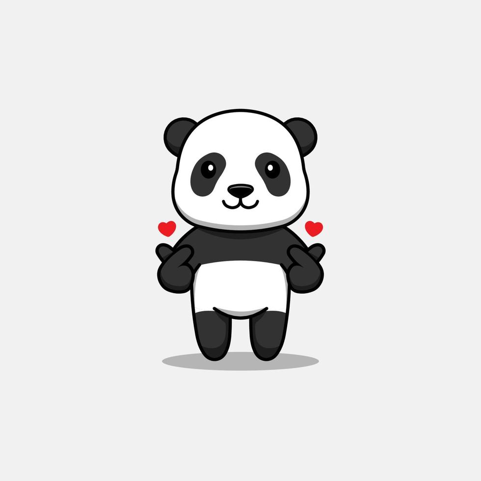 lindo panda mostrando signo de amor vector