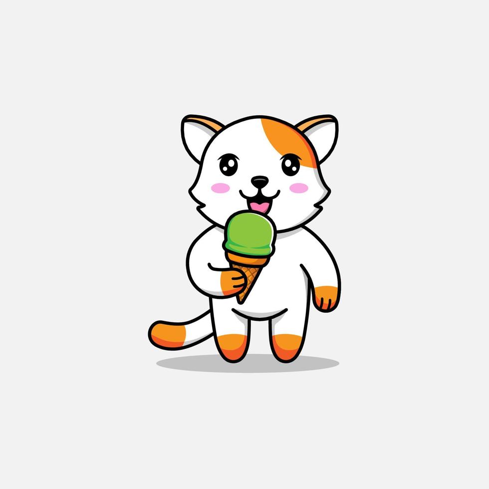 lindo gato comiendo helado vector