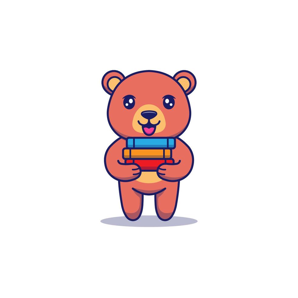 lindo oso llevando algunos libros vector