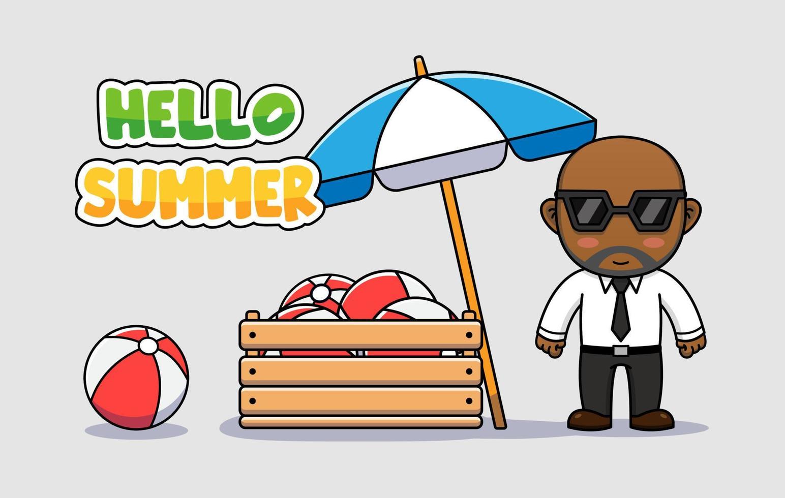 Cool guy with hello summer greeting banner vector