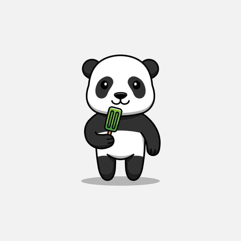 Cute panda eating ice cream vector