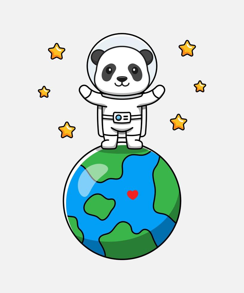 Cute panda wearing astronaut suit vector