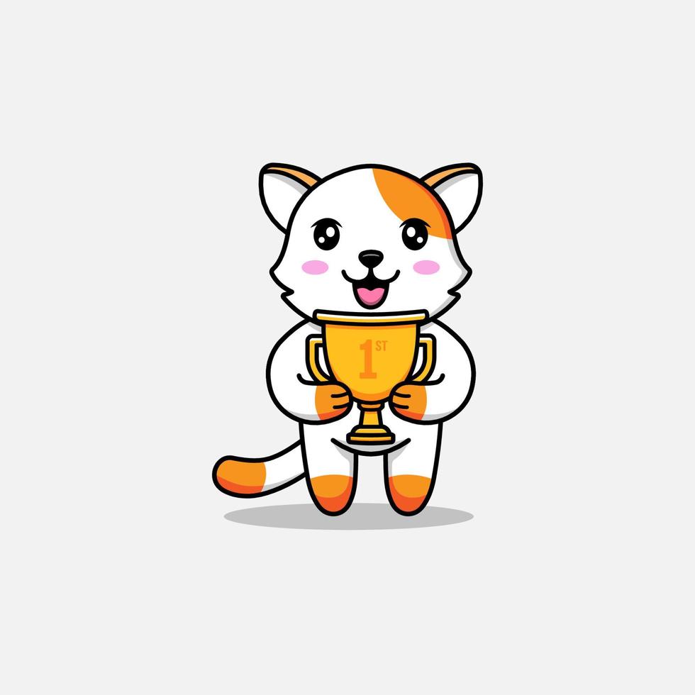 Cute cat carrying a trophy vector