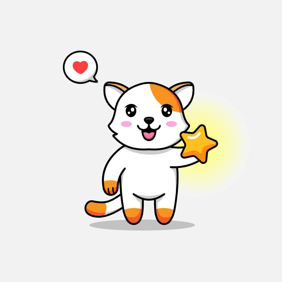 Cute cat carrying a shining star vector