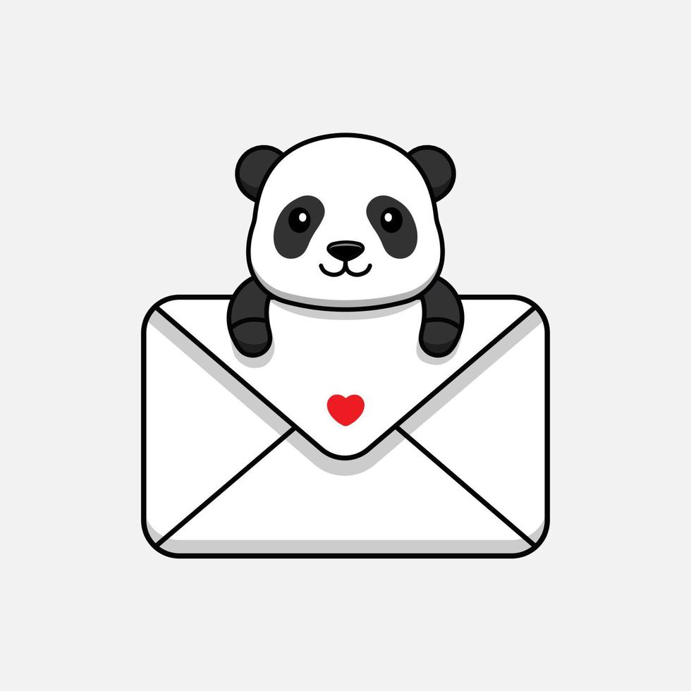 Cute panda hugging big envelope vector