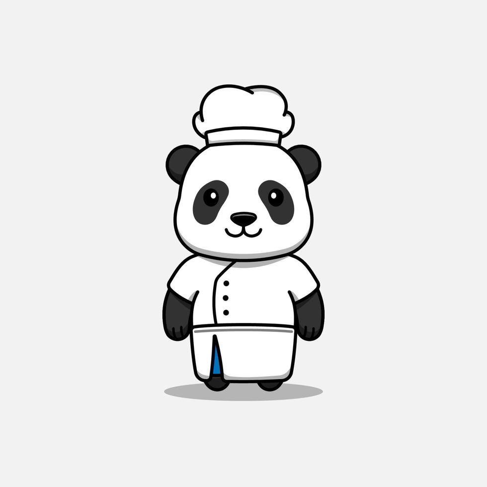 lindo panda con uniforme de chef vector