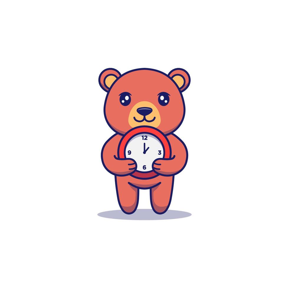 lindo oso con reloj rojo vector