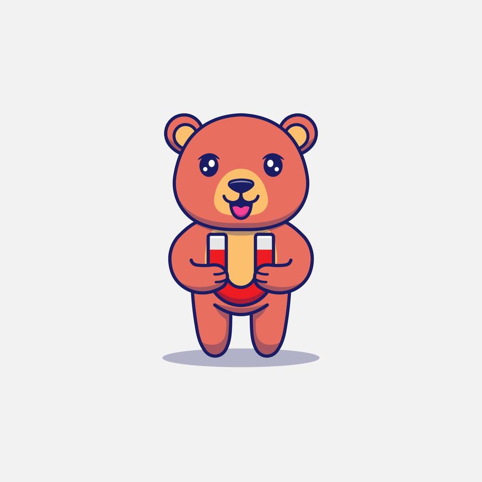 Cute bear carrying a magnet vector