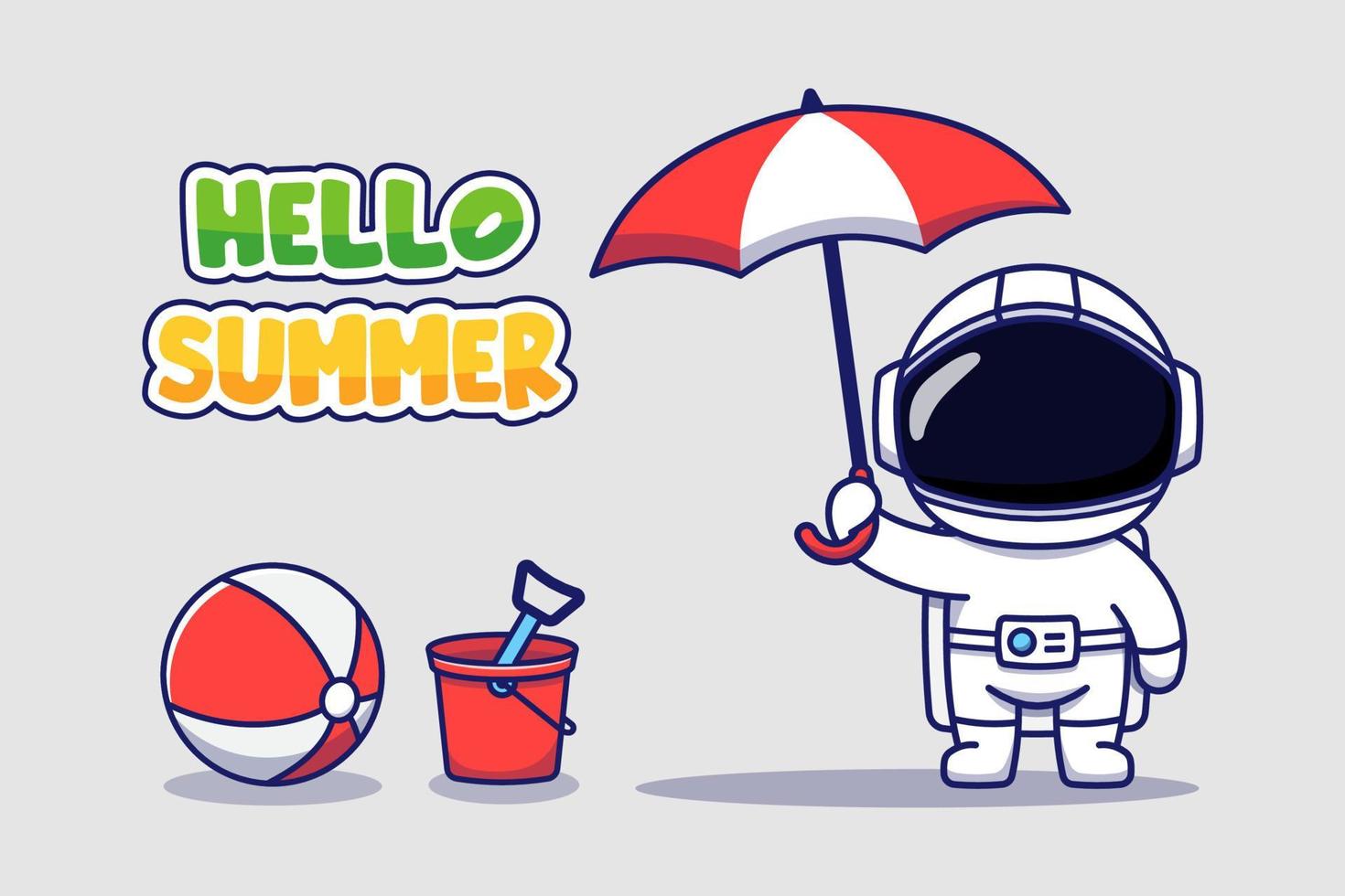 Cute astronaut with hello summer greeting banner vector