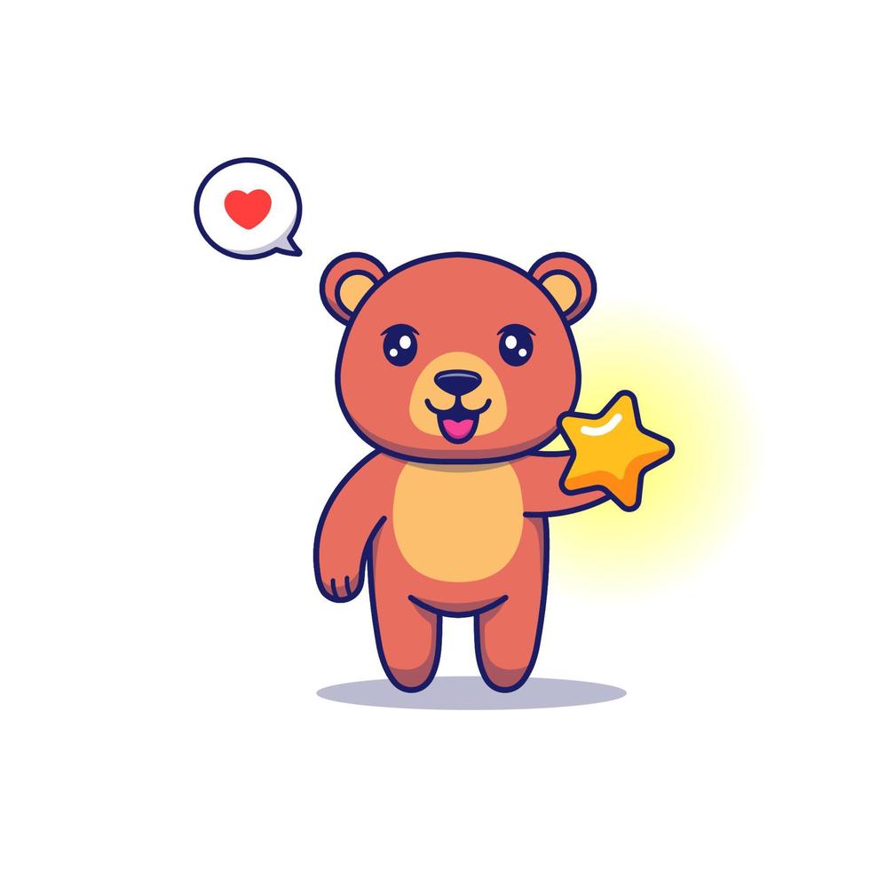 lindo oso llevando una estrella brillante vector