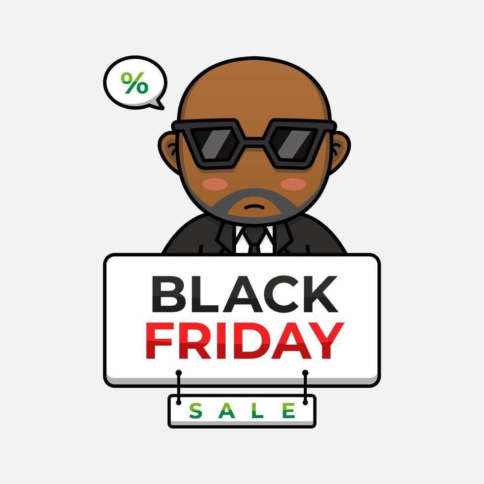 Cute guy carrying black friday sale banner vector