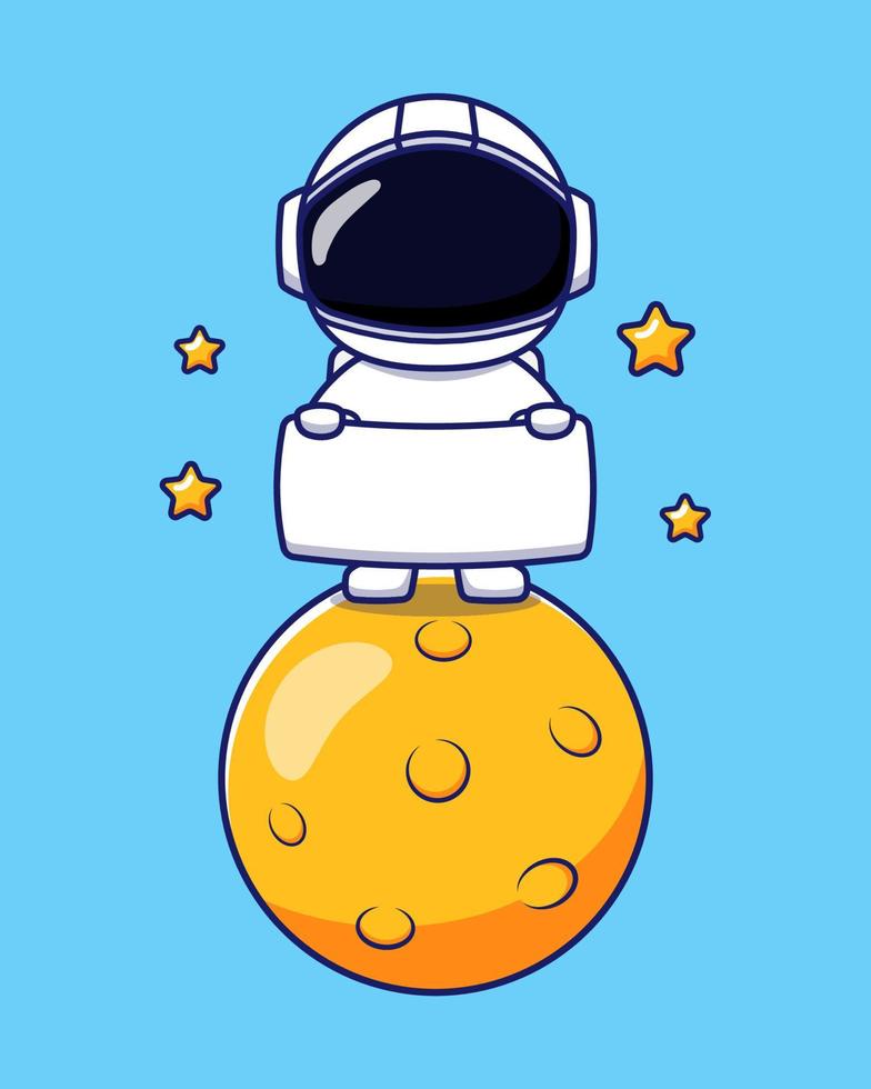 Cute astronaut in the moon vector