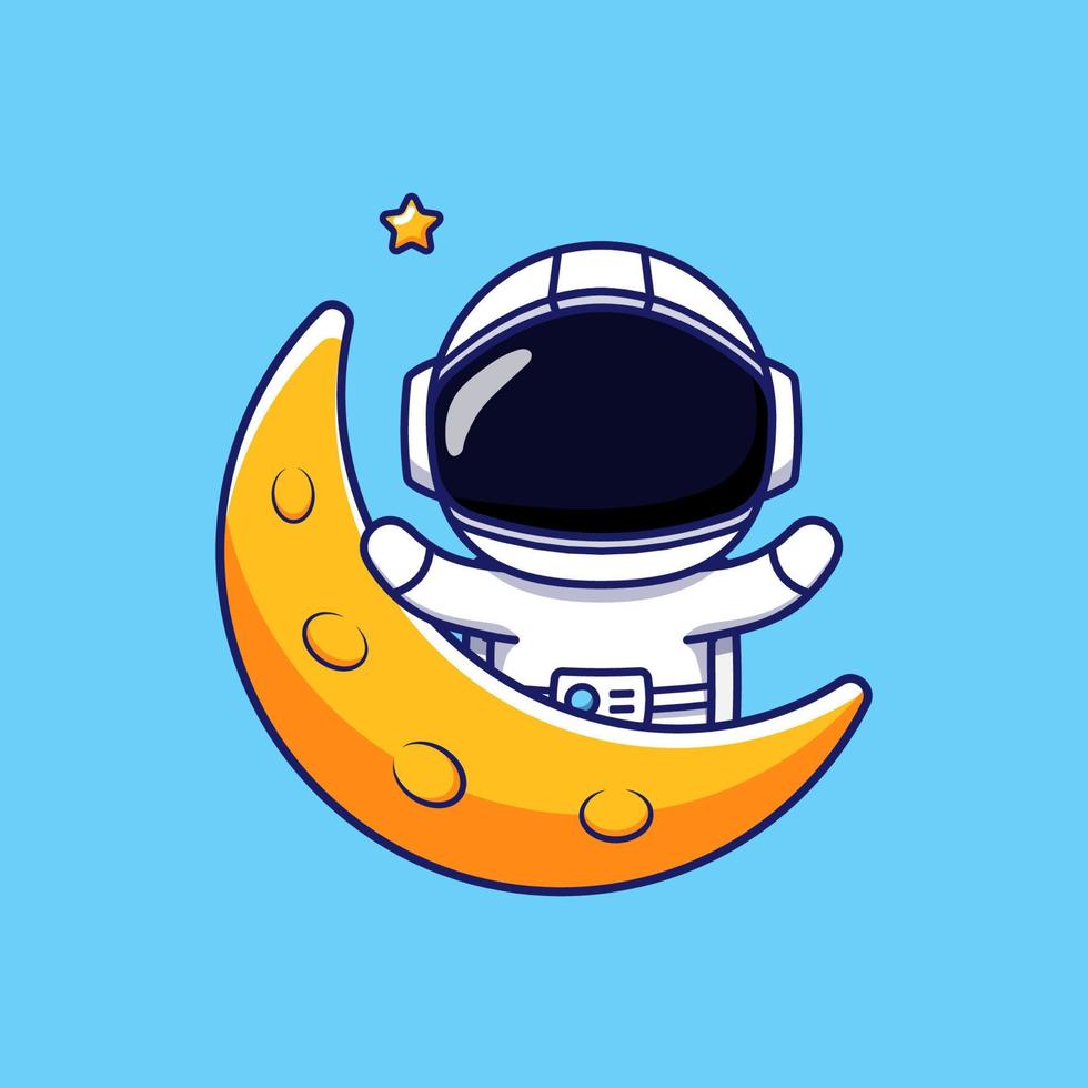 Cute astronaut in the moon vector