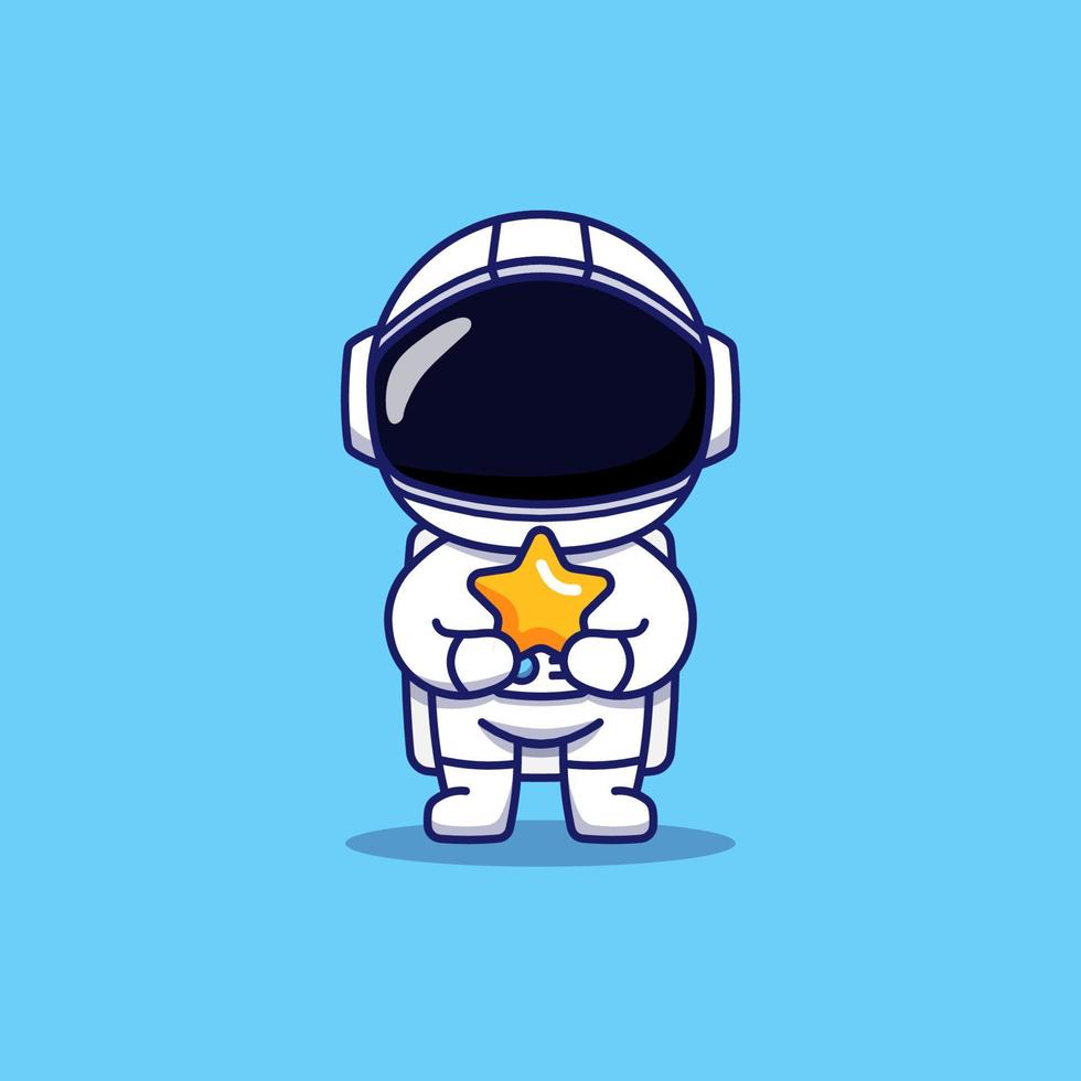 Cute astronaut carrying a star vector