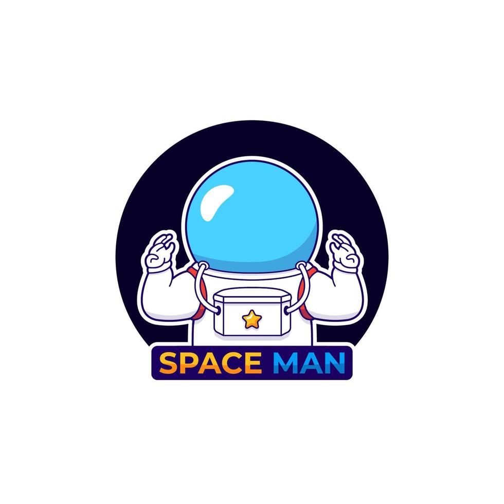 Cute astronaut with radio communication logo vector