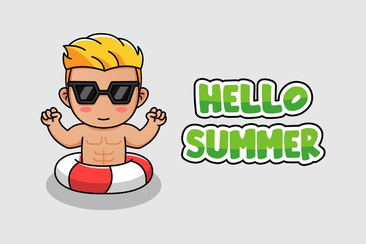 Cute guy with hello summer banner vector
