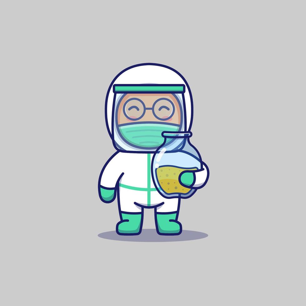 Cute doctor carrying a jar of honey vector