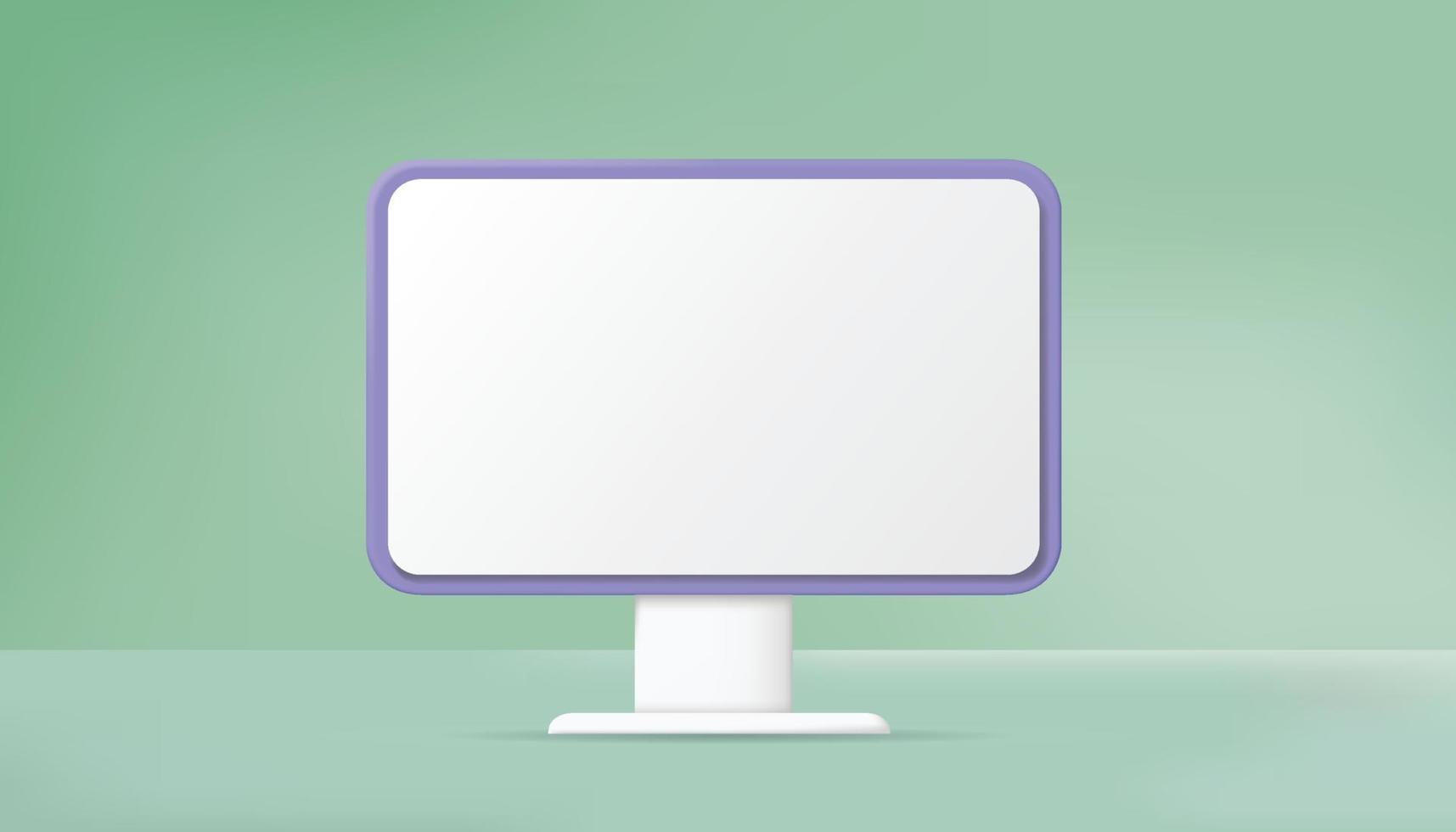 computer monitor screen template screen with modern 3d render style vector