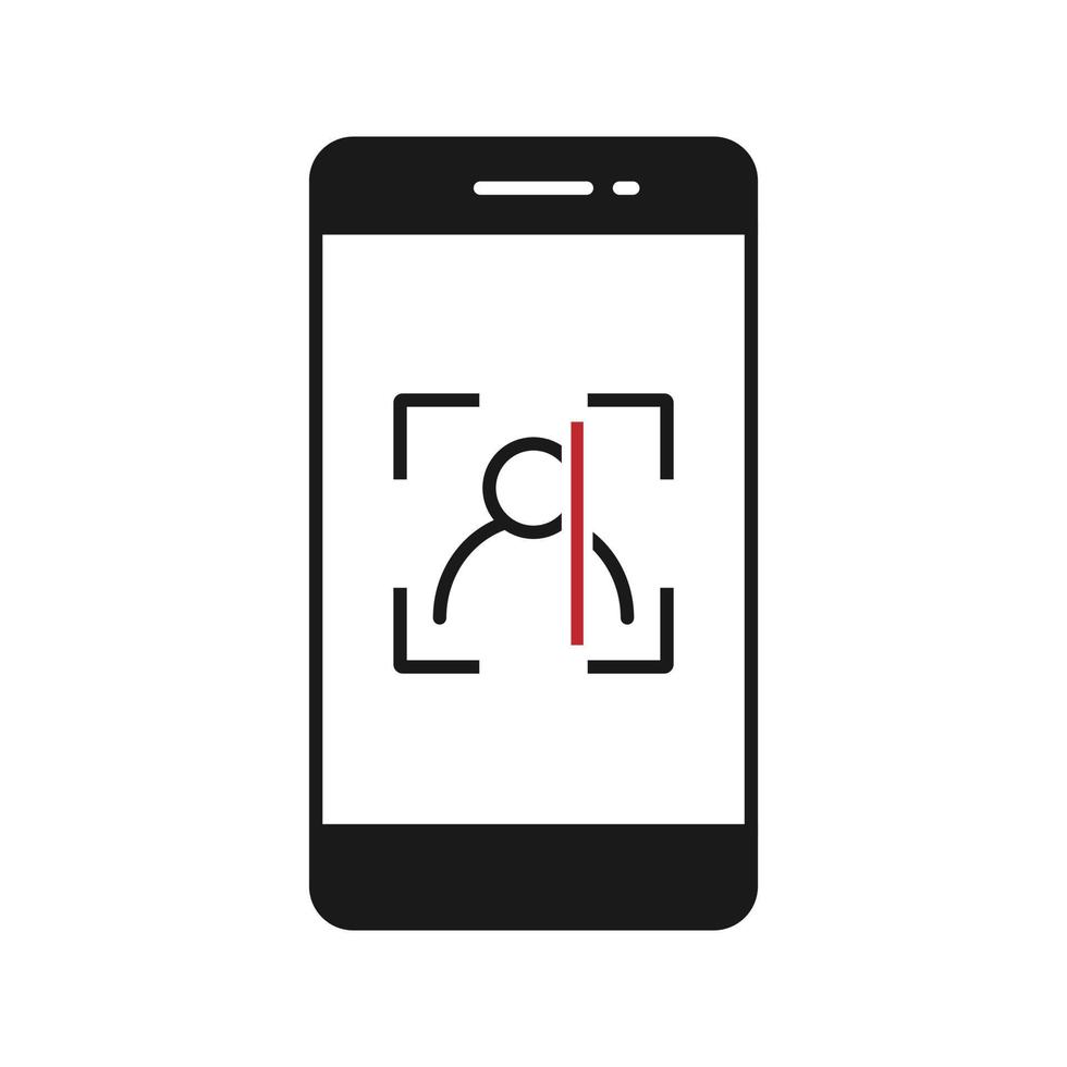 Face id on Phone screen Flat Design Icon vector