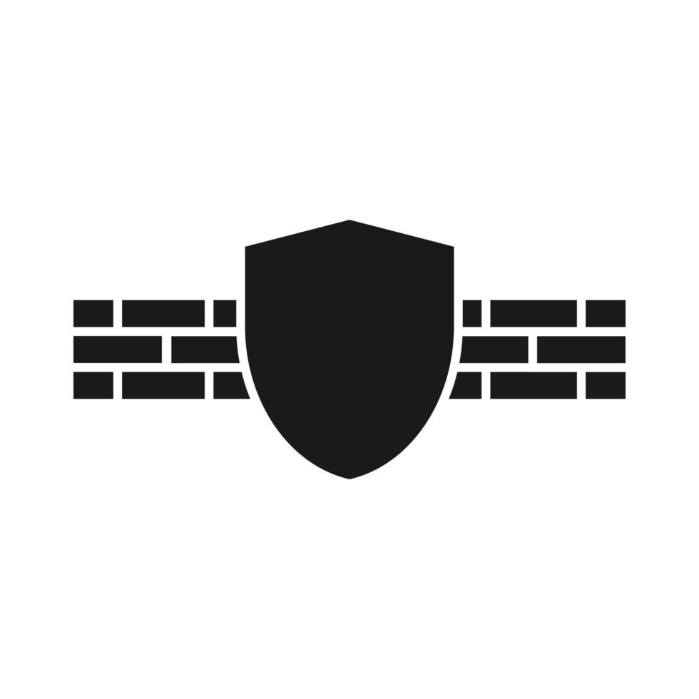 Firewall diseño plano icono negro símbolo vector