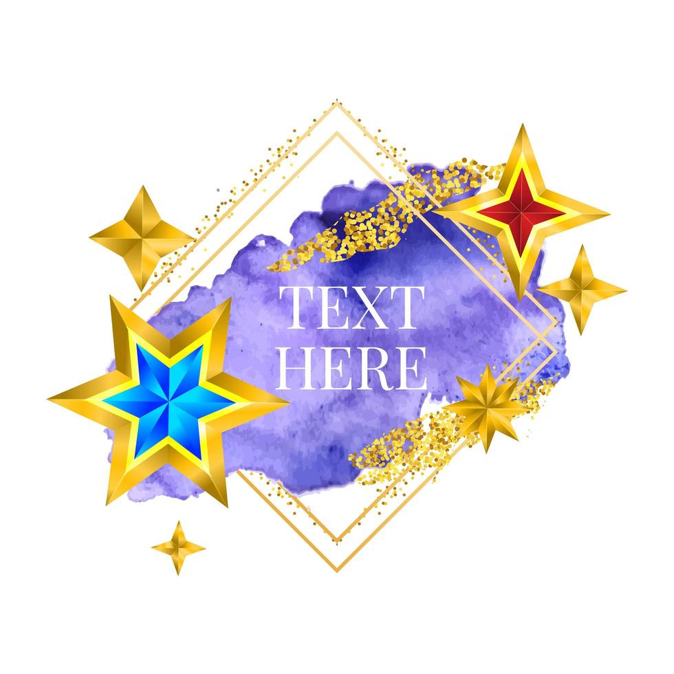 Gold frame paint Hand painted vector brush stroke. Perfect design for headline, logo and sale banner. Watercolor