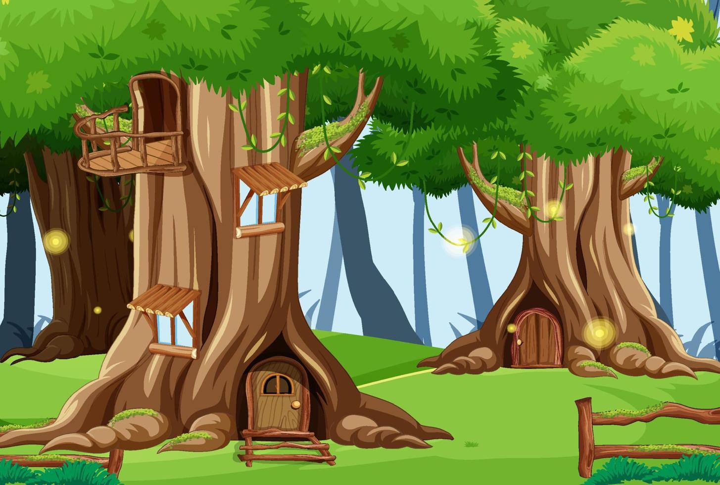 Fantasy tree house in the forest vector