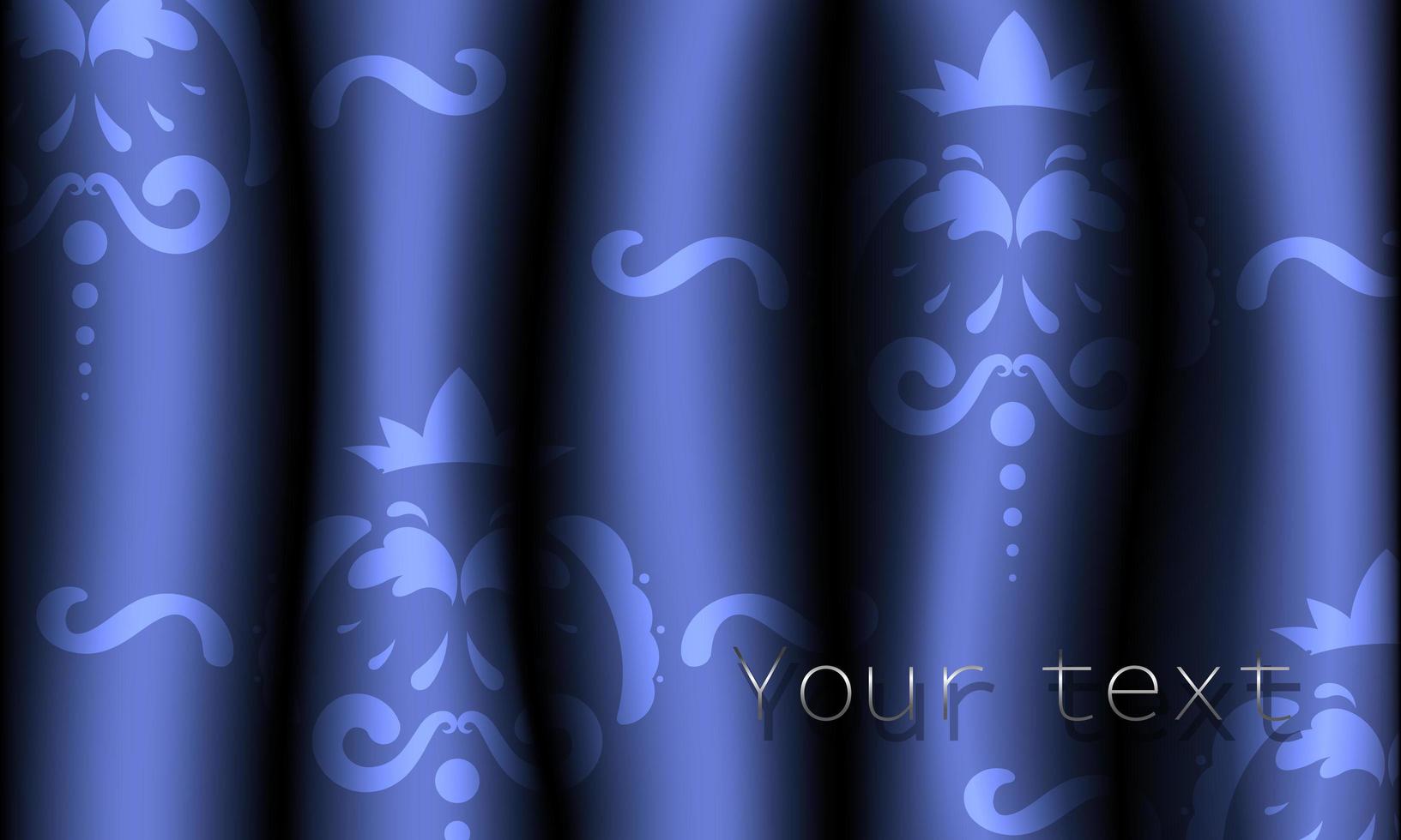 Realistic purple patterned fabric curtains. Pattern on drapes. Vector illustration.