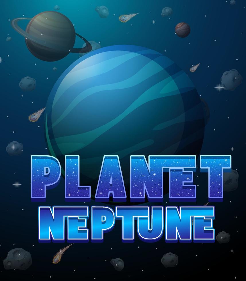 cartel del logotipo de la palabra del planeta neptuno vector